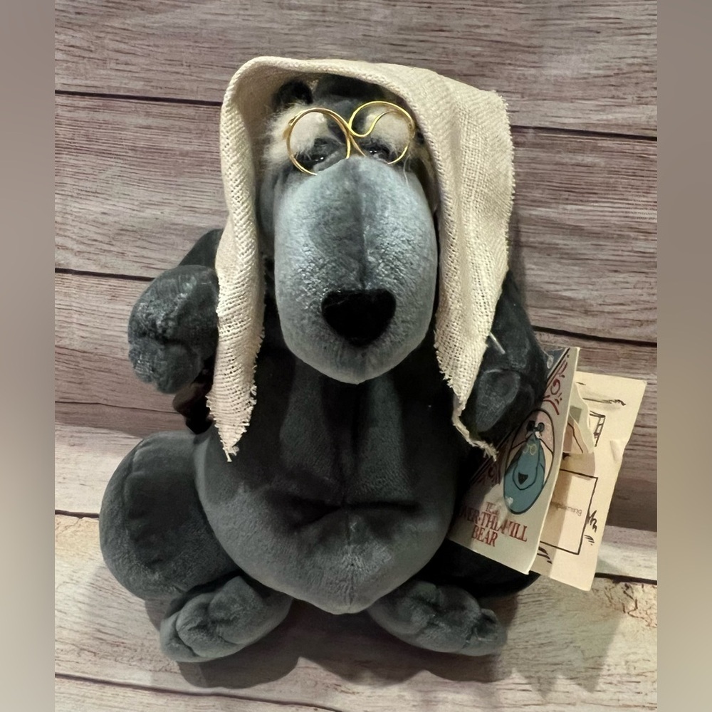 Vintage Heartline Methuselah Over The Hill Bear 1987 Grey Stuffed Animal Toy 11"